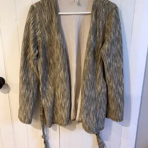 J. Jill Casual White and Gray belted jacket